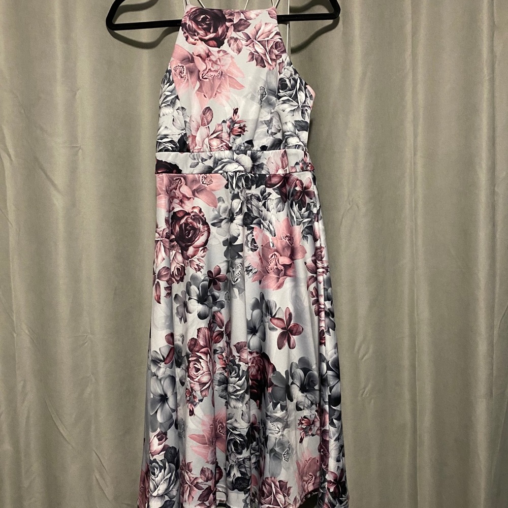 Midi flower dress with back straps